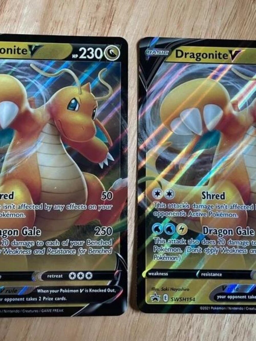 2x Pokémon Dragonite V SWSH154 Jumbo Oversized Holo Promo Cards